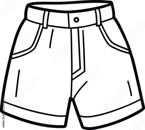 cotton shorts line art on transparent background