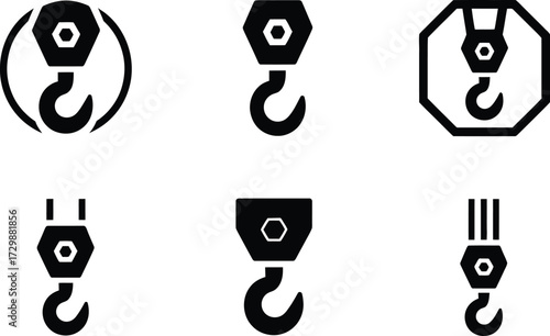 Collection of Industrial Crane Hook Icons