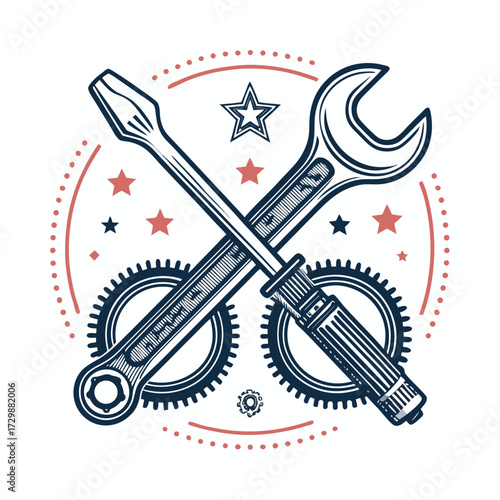 Create Bold Stroke Motocross Wrench And Too Creative Visual Suitable for Design