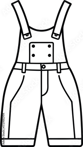denim overalls line art on transparent background
