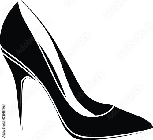 elegant high heels with pointed toes line art on transparent background