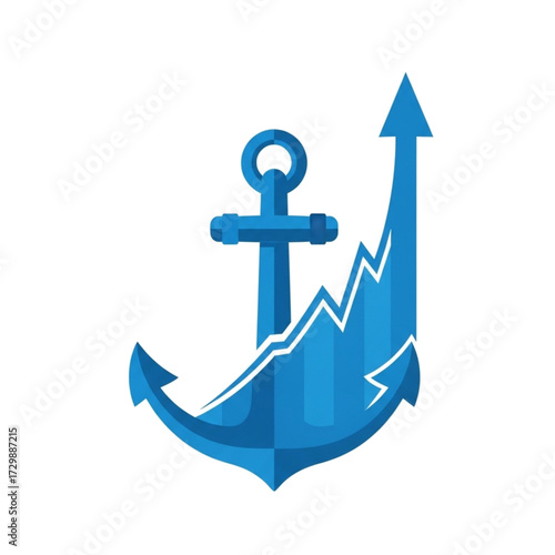 Anchor Growth Icon – Business Success and Stability Vector Illustration

