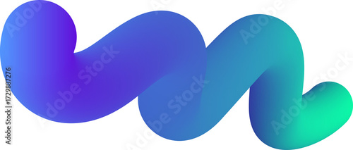 Abstract gradient line. Colored swirl blue and green shape. Curved spiral 3D dynamic element for modern posters and banners design