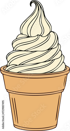 Ice cream in a cup. A paper container flat vector illustration