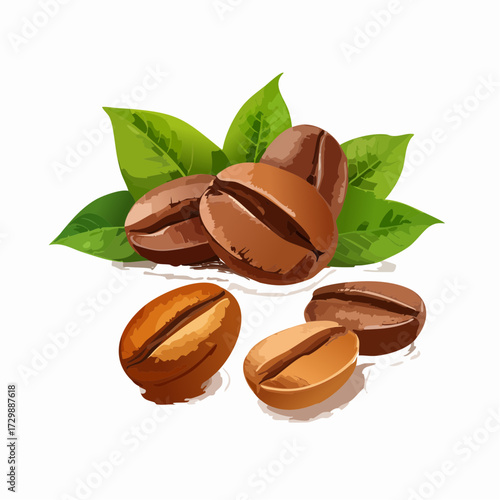 Variety of coffee bean illustration doodle isolated in white background. 