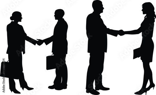 Handshake corporate business partners silhouette. corporate agreement deal success concept vector. communication concept flat illustration graphic isolated on white background