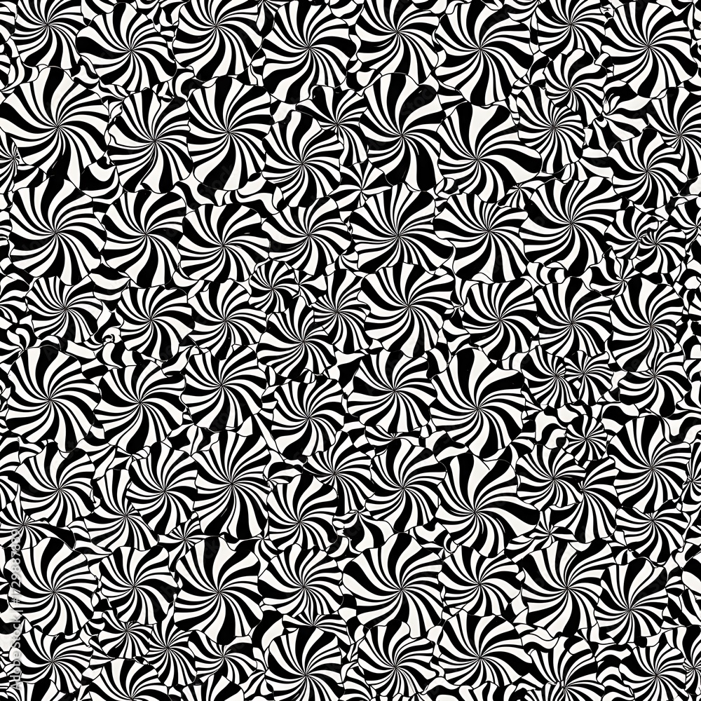 Fototapeta premium Intricate black and white spiral pattern creating an optical illusion