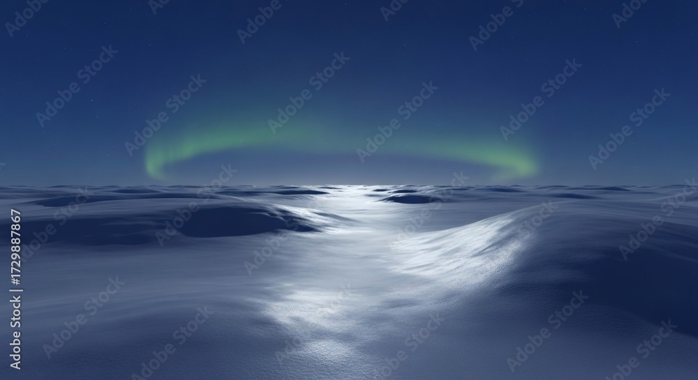 Fototapeta premium Surreal Northern Lights Display Above Frozen Landscape Underneath Starry Night