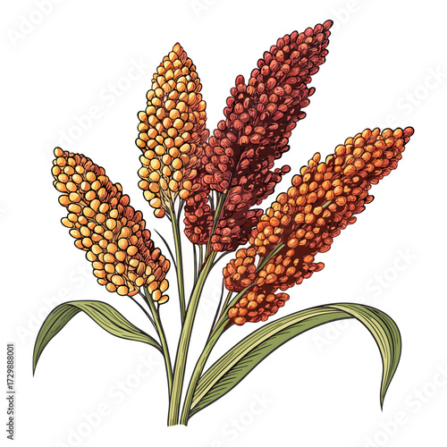 Featuring Create Bold Stroke Sorghum Grains Cluster Stunning Creative Visual