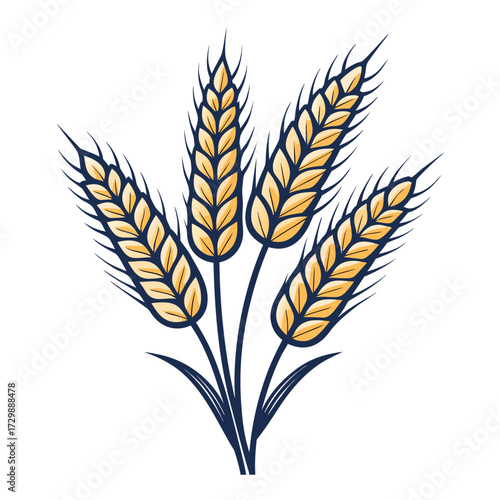 Crisp Create Bold Stroke Wheat Grain Whit High-Quality Stock Image
