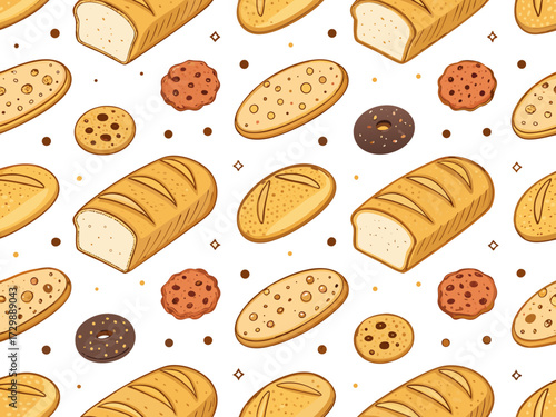 Featuring Seamless Wallpaper Bread Slices And Cookies Wit Vibrant Creative Visual