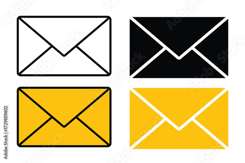 Envelope mail icon set. newsletter web buttons. close email letter outline vector symbol. flat thin e-mail pictogram on white background. send mail message line sign. Communication, Messaging, Social