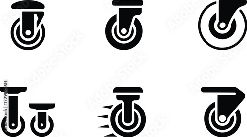 Collection of Black and White Caster Wheel Icons