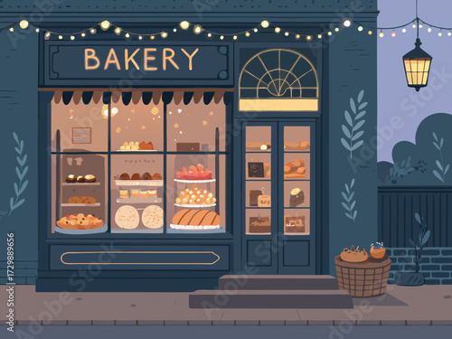 Featuring Bakery Shop Window With Glowing Bread And Dynamic Premium Digital Asset