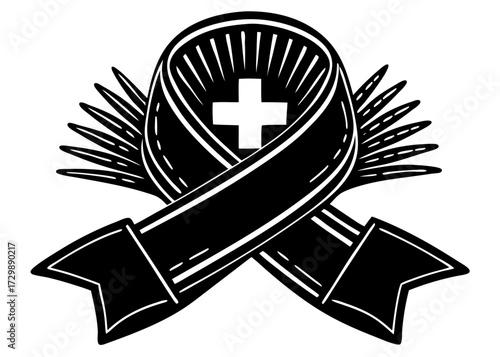 Breast Cancer Awareness Ribbon Silhouette, Pink Support SVG, PNG