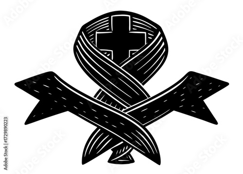 Breast Cancer Awareness Ribbon Silhouette, Pink Support SVG, PNG