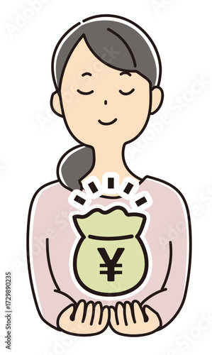 大事そうに資金を抱える女性_カラー