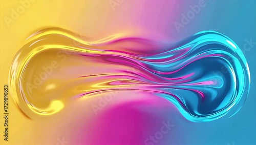 Abstract Animated Background with Flowing Yellow and Blue Colors