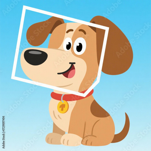 Vector dog tagged with recognition bounding box