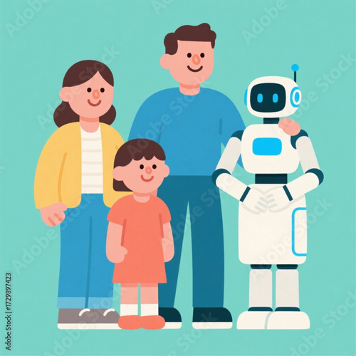 Vector family with a domestic helper robot