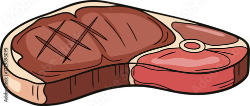 Grilled meat icon. Fried pork fillet steak vector illustration.