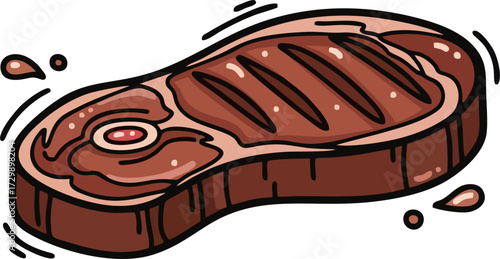 Grilled meat icon. Fried pork fillet steak vector illustration.