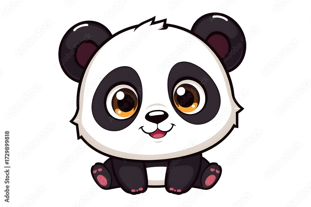 Naklejka premium Cute Cartoon Panda Mascot – Playful Vector Illustration on White Background