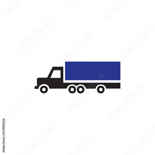 Bold Black Semi-Truck Icon with Trailer, Best-Selling Vector Graphic for Transportation and Freight Business Designs