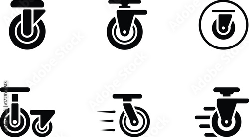 Collection of Black and White Caster Wheel Icons