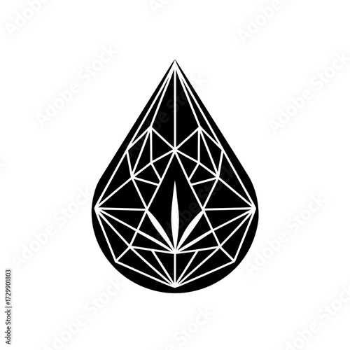 central emerald teardrop  five jagged thorned 