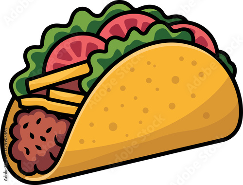 Flat Mexican Taco Vector Art.