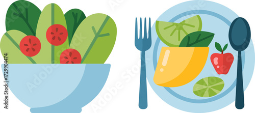 Healthy eating concept with fresh salad and fruit for a balanced diet promoting wellness