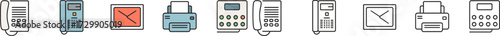 Collection of fax machines and office communication technology showcasing a variety of designs and functionality for business needs