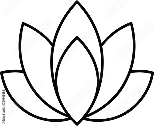 minimal lotus petal icon line art on transparent background