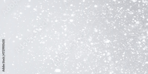 Abstract sparkles grey and white bokeh lights and stars with various particles, Silver Sparkling Lights Festive background with various falling snows, Silver and white snow confetti sparkles.