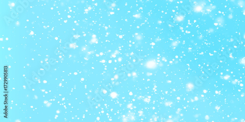 abstract soft blurred glowing winter morning blue background with dancing snow background, molecule model, Concept of science, chemistry, medicine and microscopic technology.