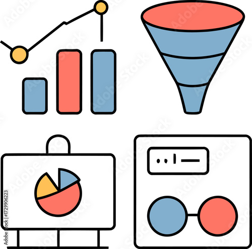 Infographic illustration depicting data analysis for business growth and investment with modern flat design and vibrant colors
