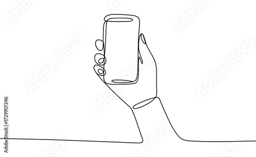 Minimalist continuous line drawing of a hand holding a tall glass of water representing hydration health and refreshment in a simple elegant style