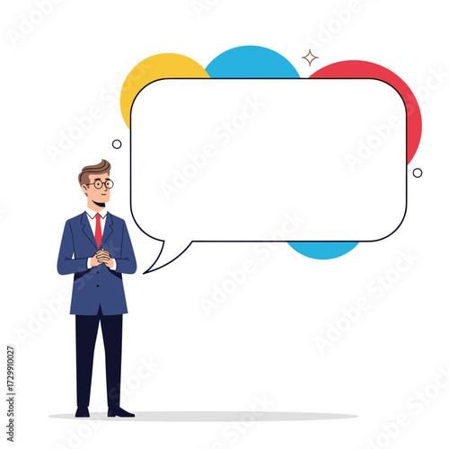 Wallpaper Mural Businessman with a large speech bubble ready to deliver his important message to the audience. Torontodigital.ca