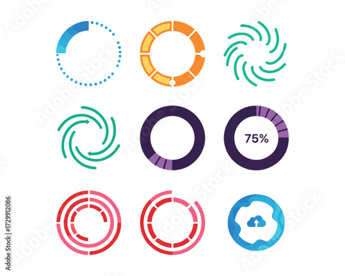 Preloader Icon Set - A Vector Collection of Circular Loading Progress Bars

