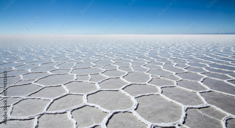 Fototapeta premium Abstract Overhead Salt Flats Cracked Surface Texture Wide Angle Landscape