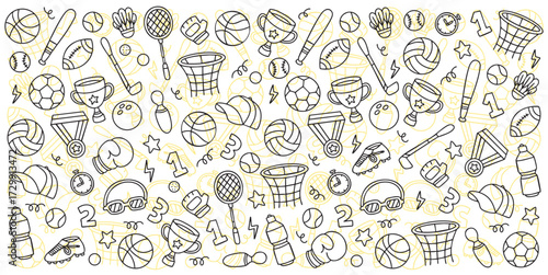 Hand drawn sports doodle element vector illustration