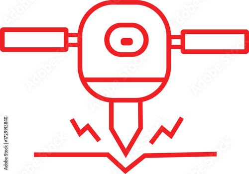 Red Jackhammer Construction Tool Icon