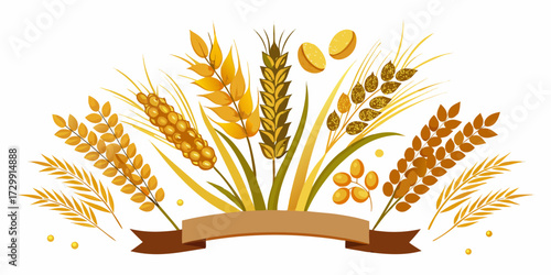 ears of wheat on white background