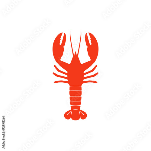 A vibrant red-orange lobster silhouette icon. Simple flat design vector illustration perfect for a seafood logo.