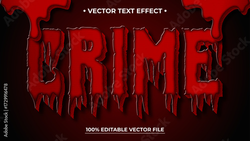 Bold Red Crime Text Effect with Dripping Blood and Vector File