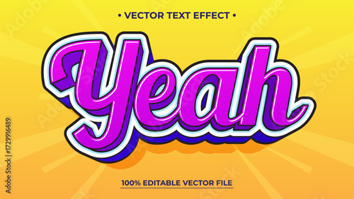 Vibrant Yeah Text Effect with Bold Colors and Editable Vector File
