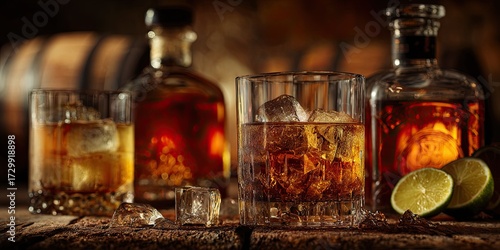 Spirits, liqueurs, distillates, whiskey, and more. Banner featuring a drink.
