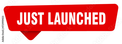 just launched red sticker isolated on transpatent background. just launched sign