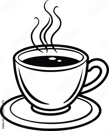 steaming espresso shot line art on transparent background
